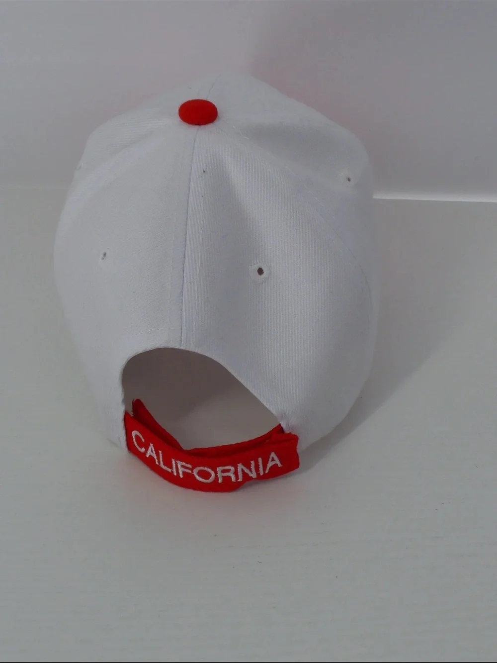 California Republic Embroidered Patch White and Red Adjustable Cap Hat One Size